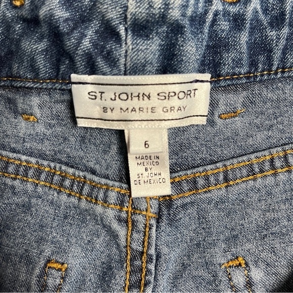 St. John‎ Sport Marie Gray Blue Jean Rhinestone High Rise Straight Leg Mom Jean - Picture 5 of 11